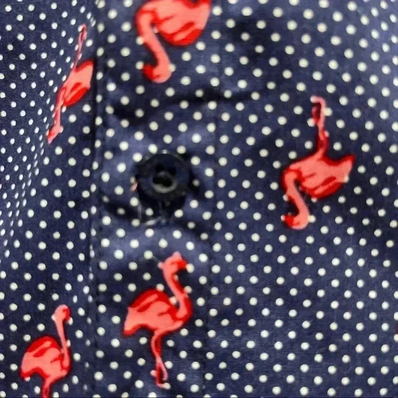 Molokai Surf Co Novelty Flamingo and polka dots button down short sleeve shirt - Picture 4 of 9